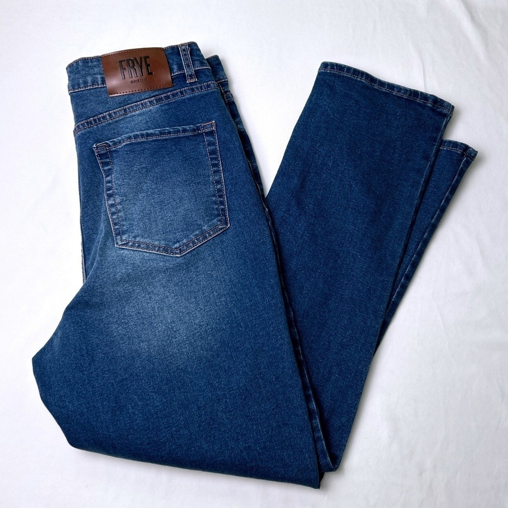 Frye Womens High Rise Straight Leg Medium Wash Blue Denim Jeans Size 10/30 Blue